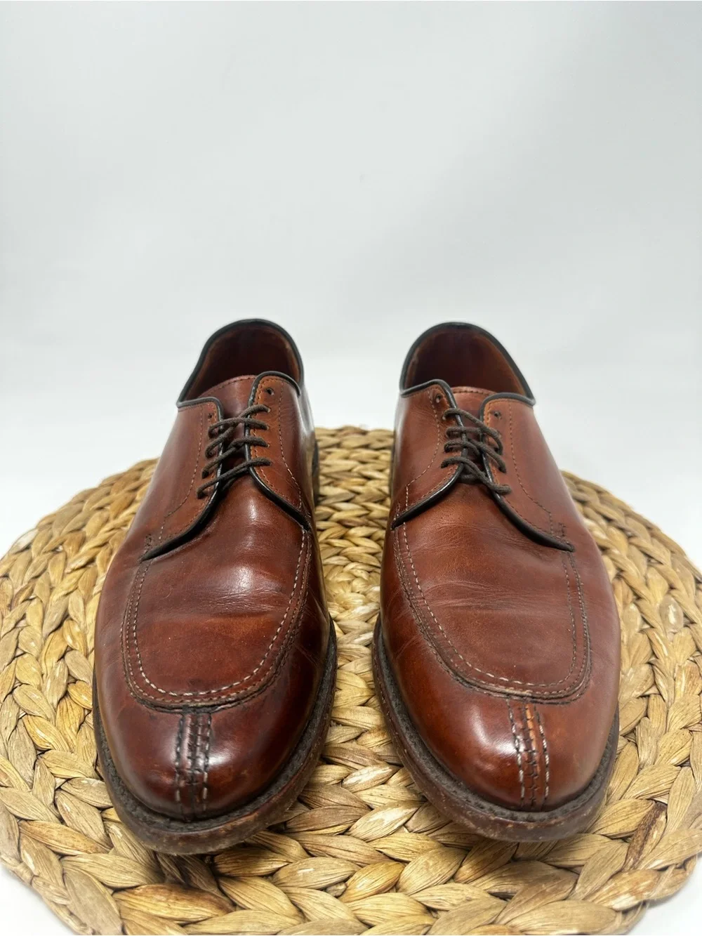 Allen Edmonds LaSalle Derby Shoes Split Toe Chili Brown Leather Size 9.5 Men's